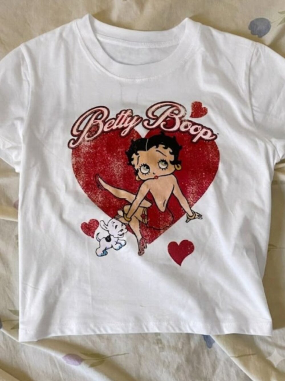 betty boop white baby tee